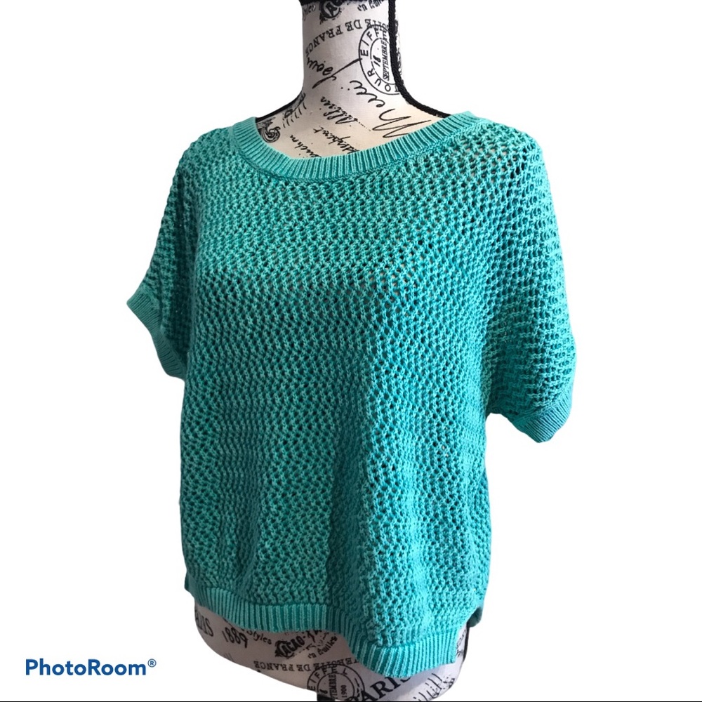 Mossimo Sweater Open Knit Fishnet Short Sleeve Top